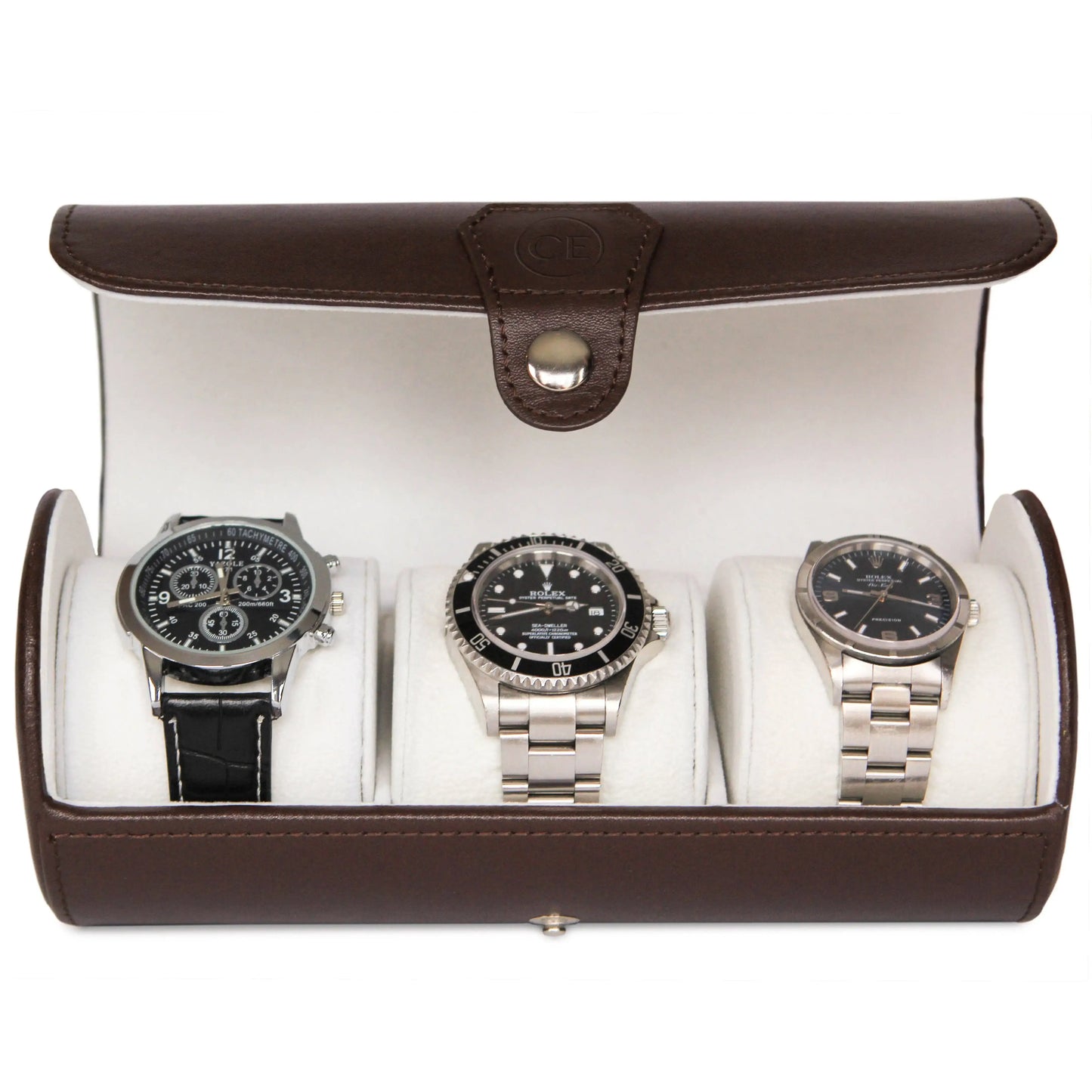 Travel Watch Case - Chocolate Brown Vegan Leather