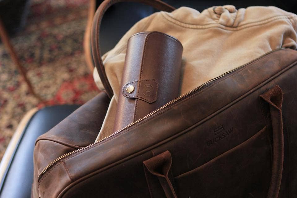 Travel Watch Case - Chocolate Brown Vegan Leather