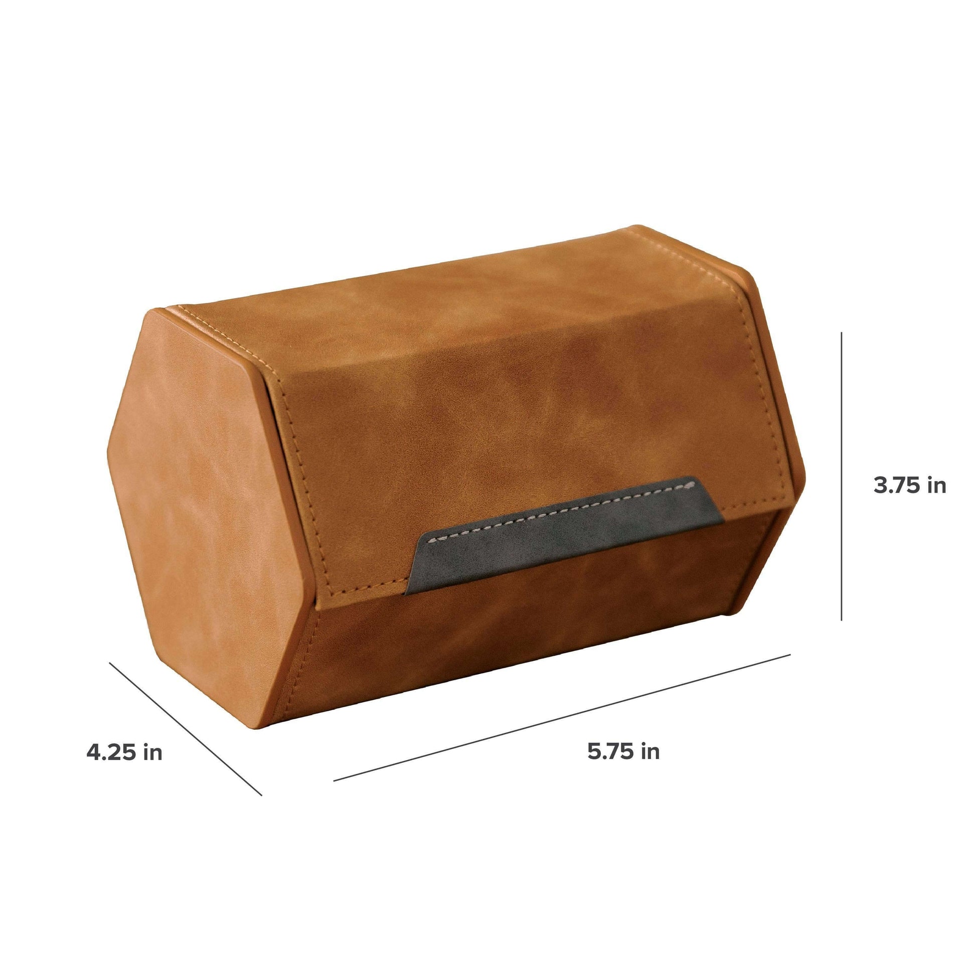 2-slot travel watch roll in brown vegan leather with dark gray accents, perfect for stylish watch storage.