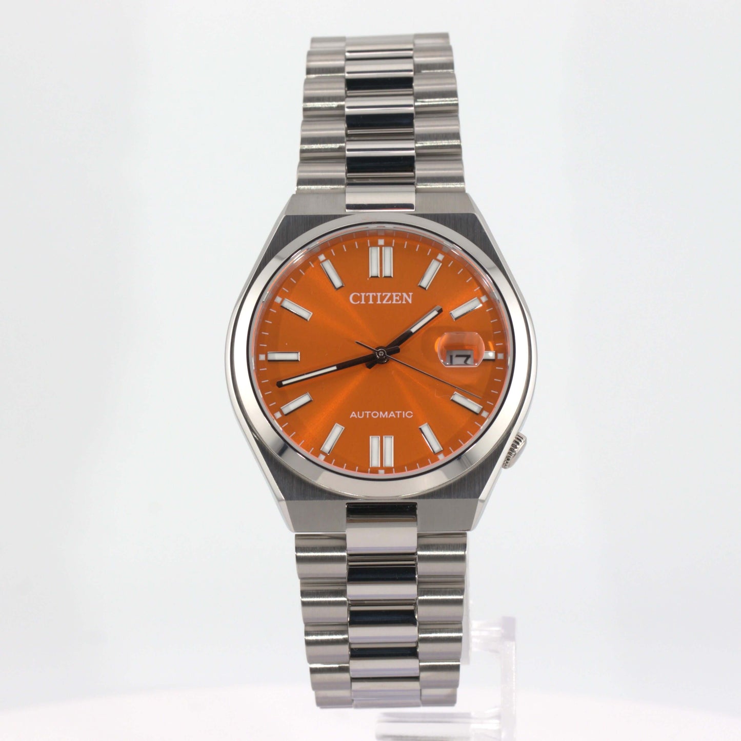 Citizen Tsuyosa Automatic watch with orange sunray dial and silver-tone stainless steel case