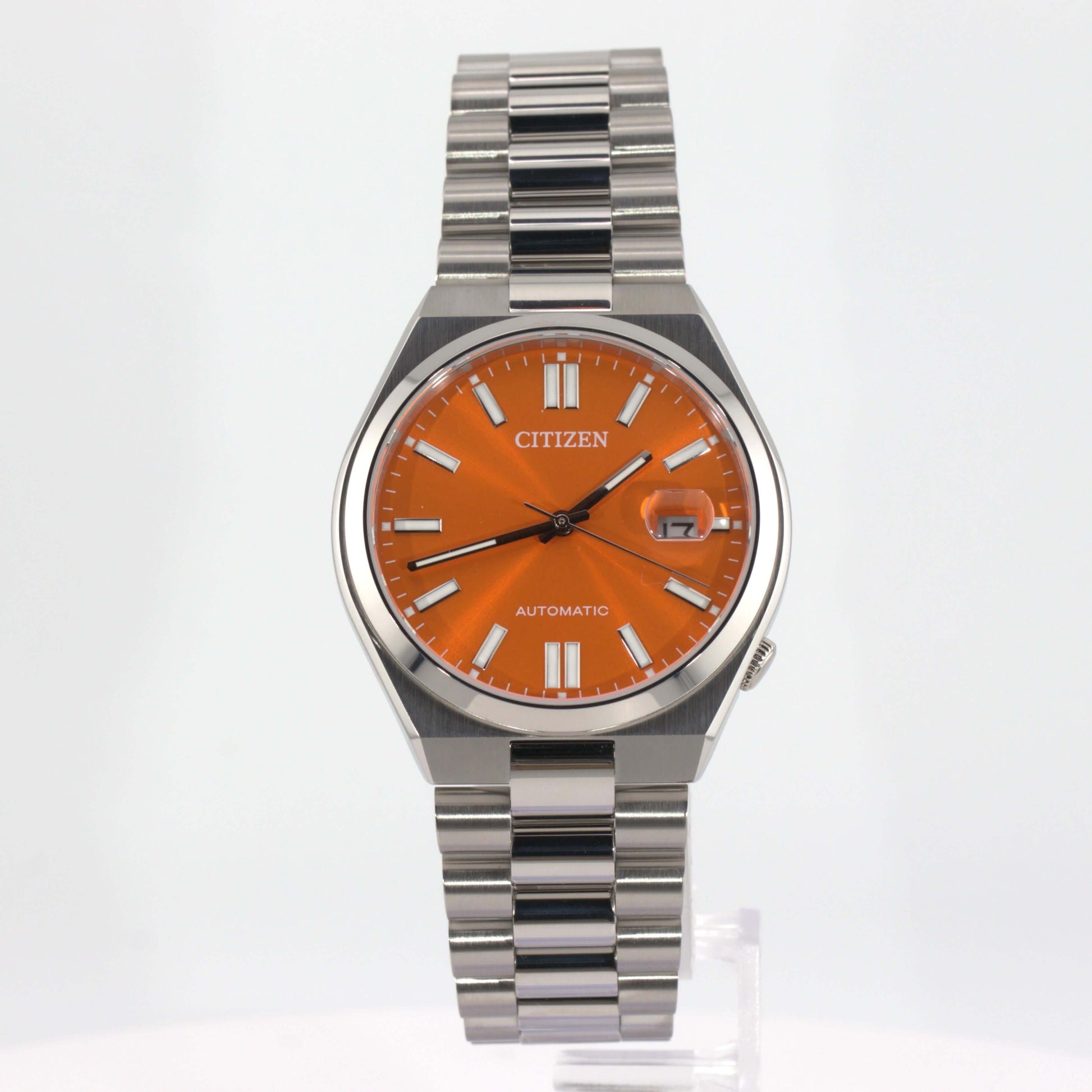 Citizen Tsuyosa Automatic watch with orange sunray dial and silver-tone stainless steel case