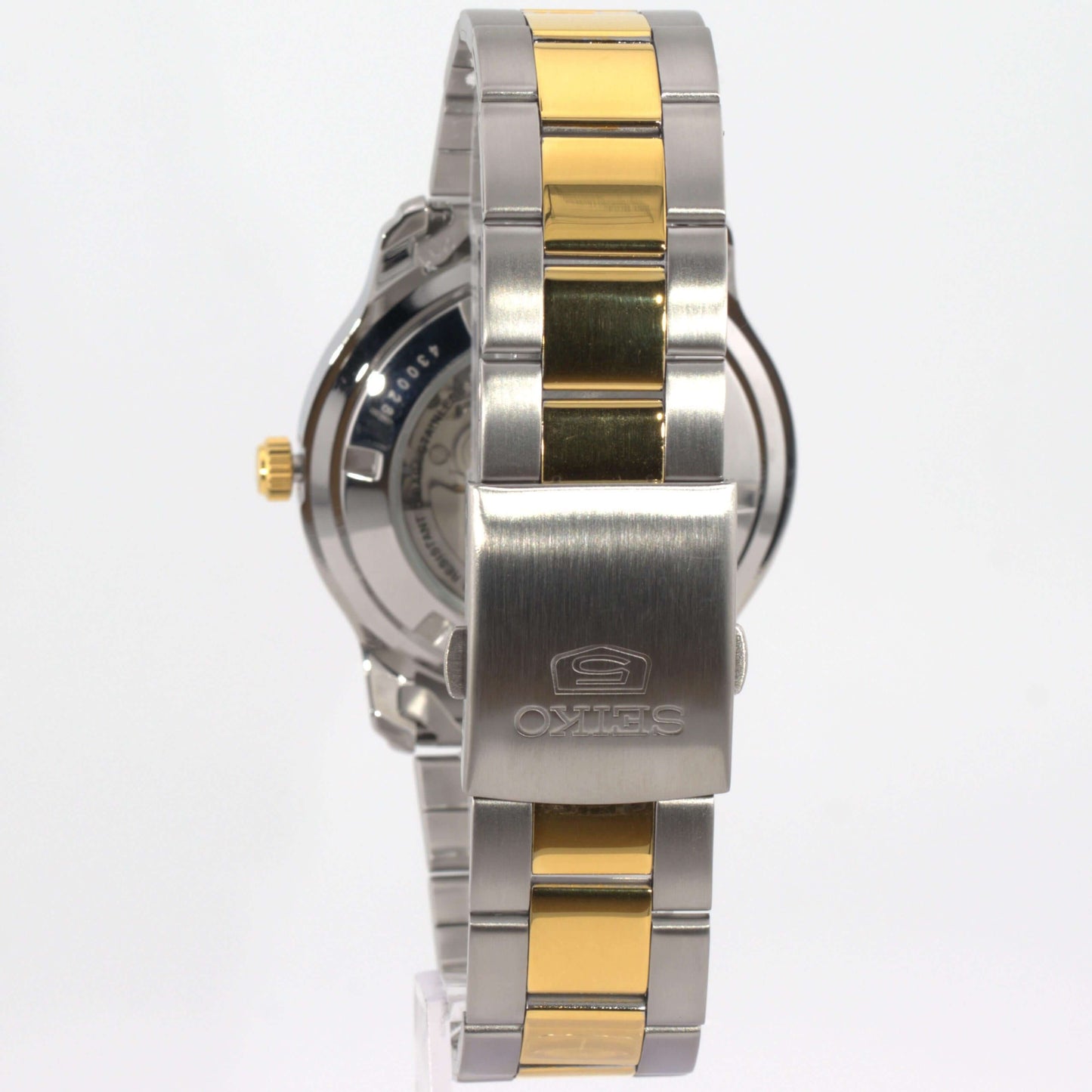 Seiko 5 automatic watch white dial with stainless steel and gold-tone bracelet