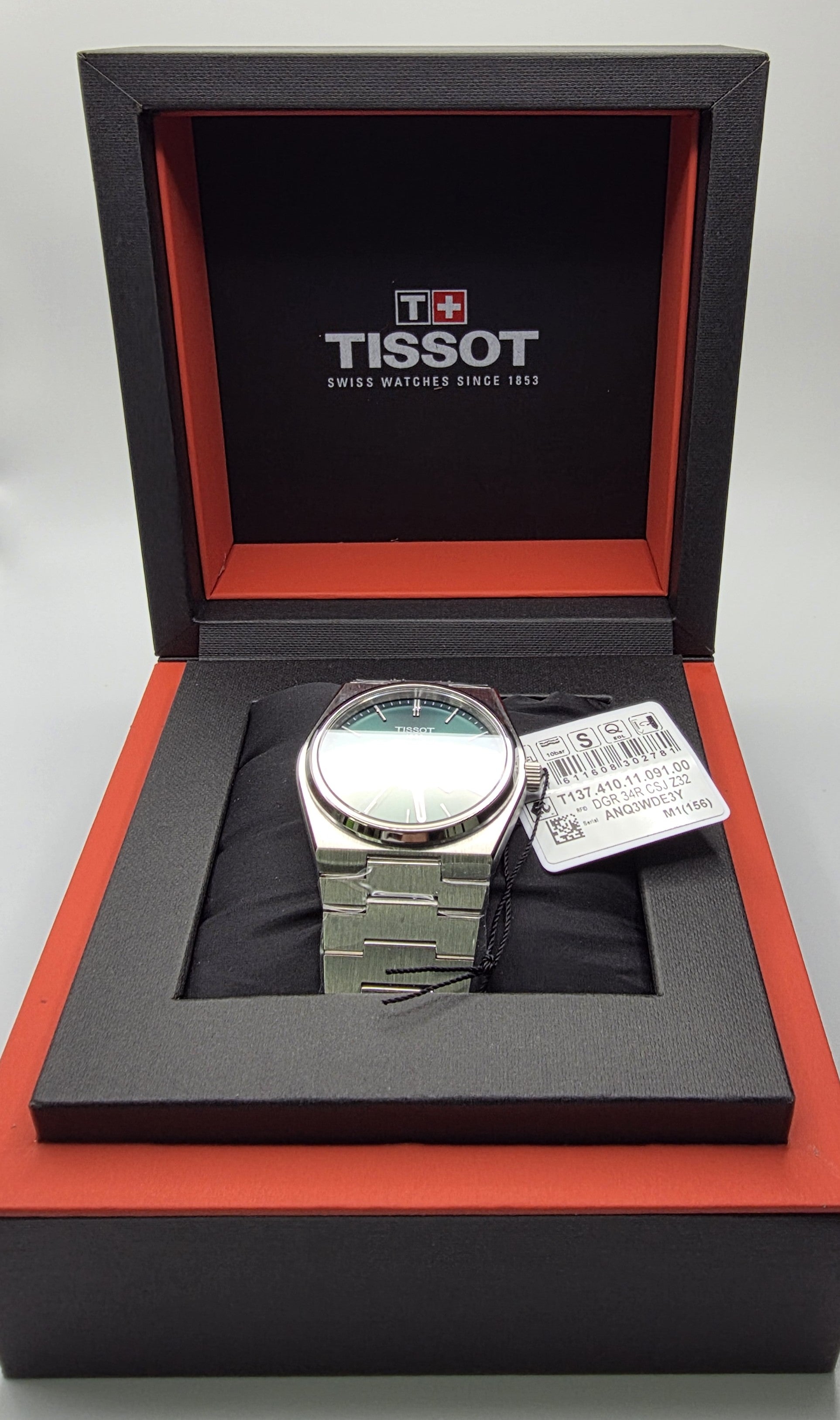 Tissot PRX Green Dial 316L Stainless Steel Men's Quartz Watch T137.410.11.091.00