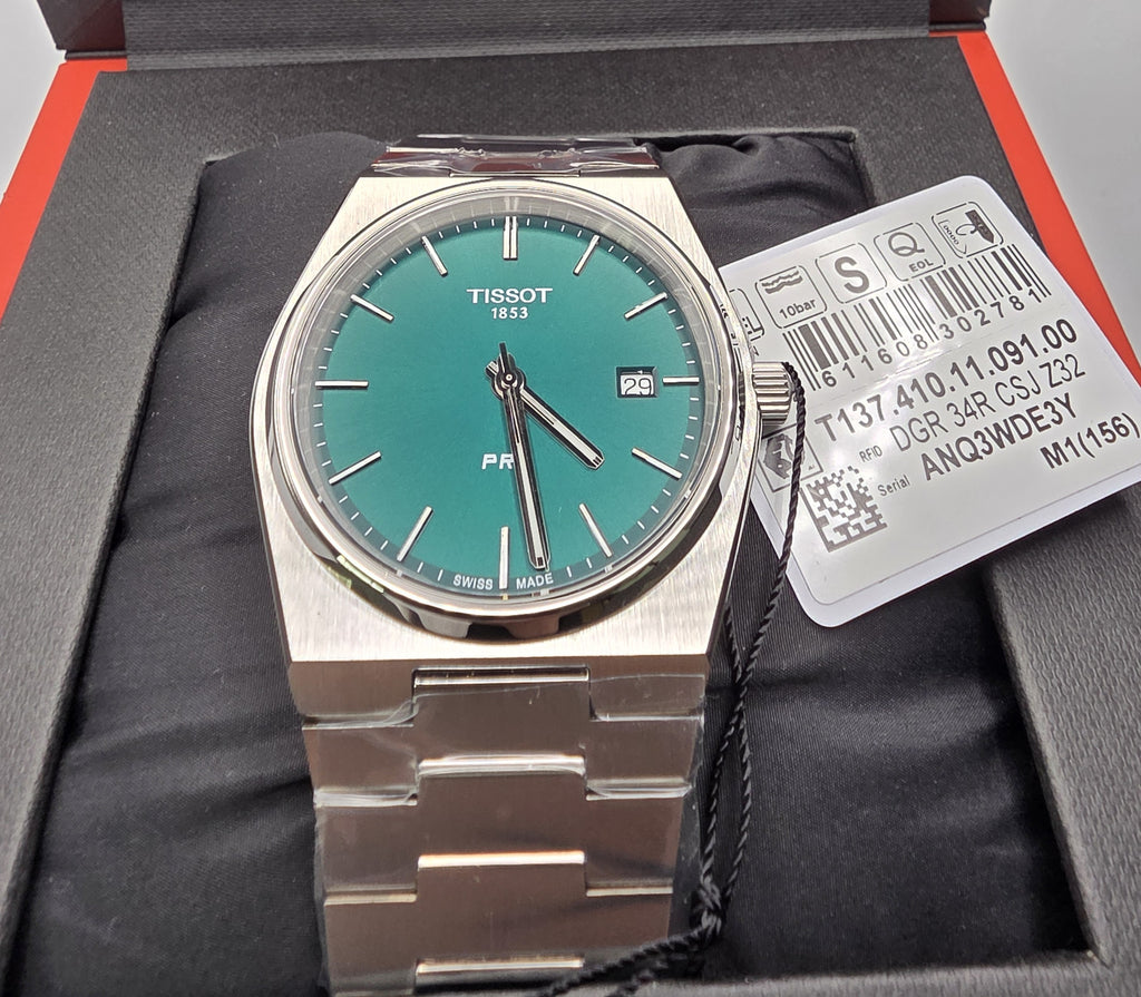 Tissot PRX Green Dial 316L Stainless Steel Men's Quartz Watch T137.410.11.091.00