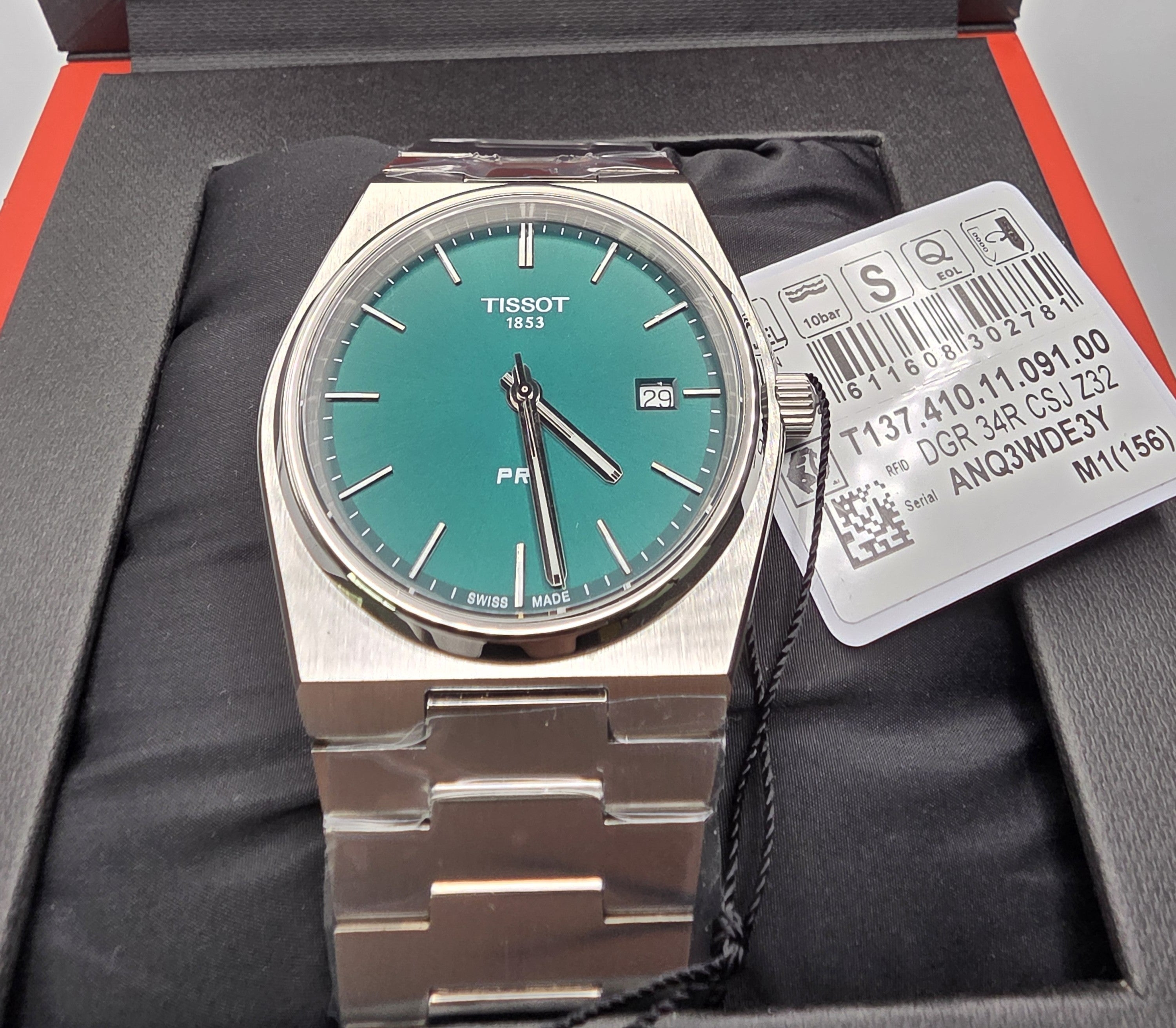 Tissot PRX Green Dial 316L Stainless Steel Men's Quartz Watch T137.410.11.091.00