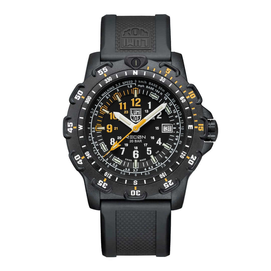 RECON Point Man 8820 Series Heritage Wristwatch, 45 mm, outdoor wristwatch for explorers with CARBONOX™ case.