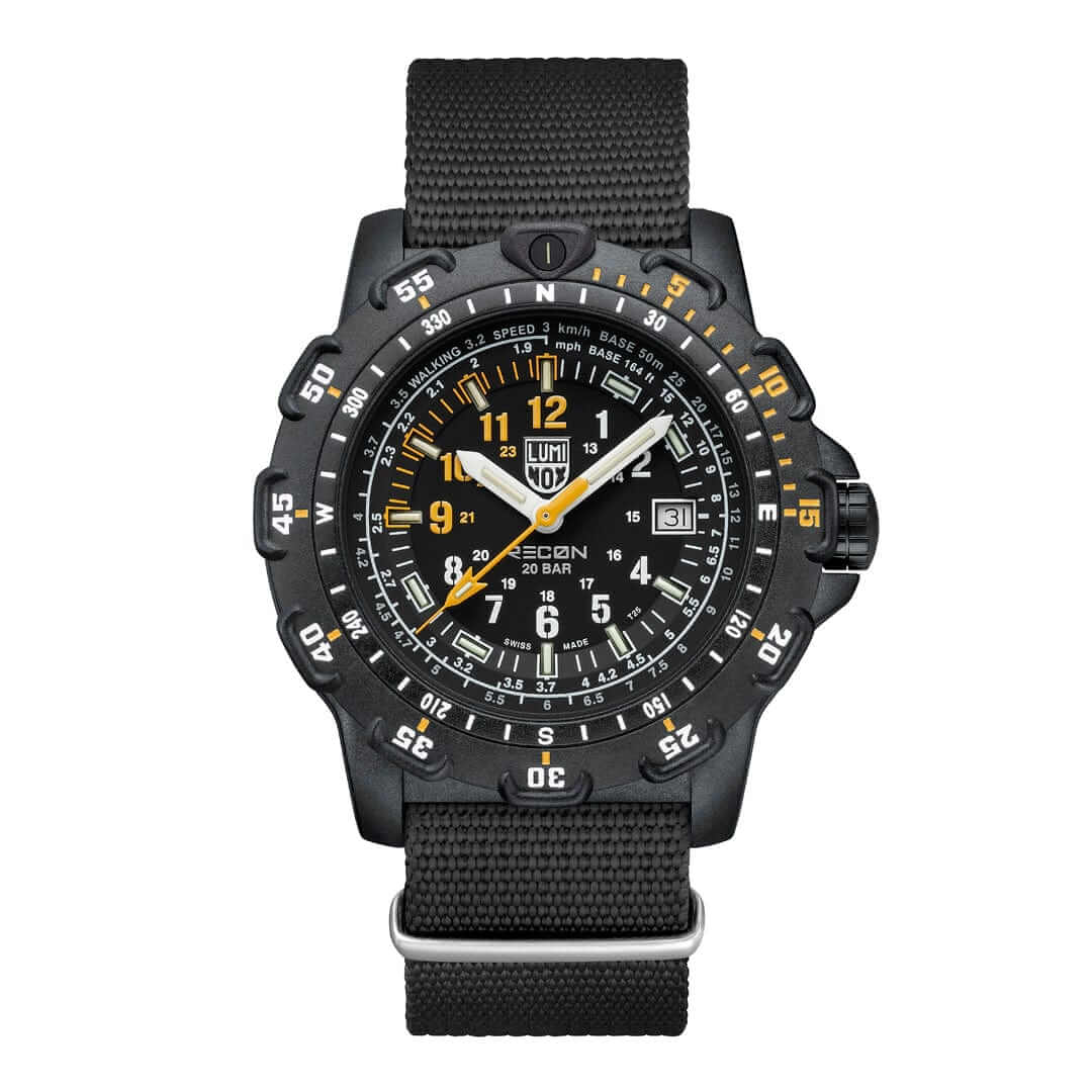 RECON Point Man 8820 Series outdoor wristwatch for explorers with CARBONOX case and Luminox Light Technology.