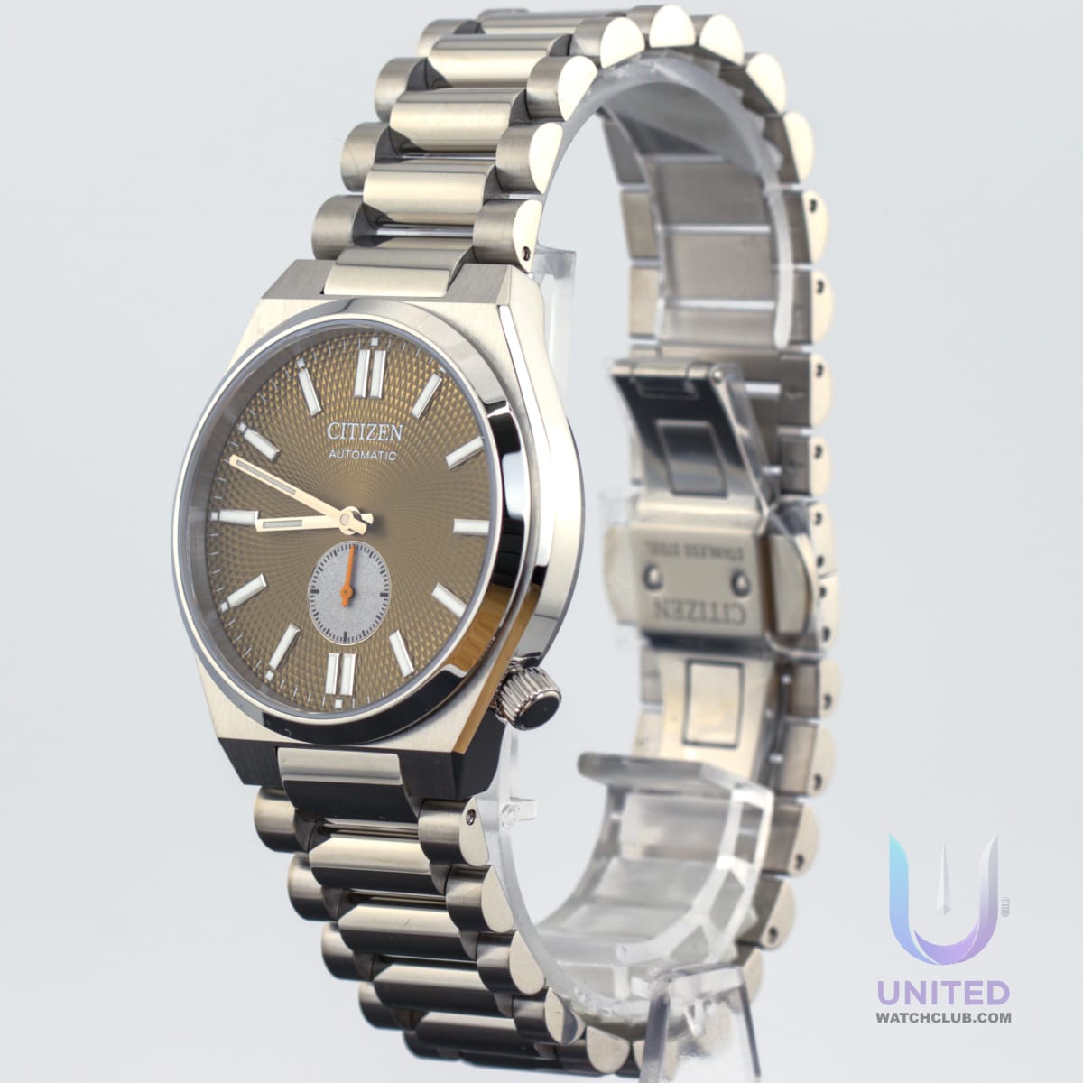 Citizen Tsuyosa men's watch with textured green dial and silver-tone stainless steel bracelet.