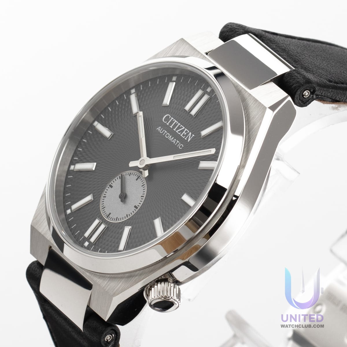 Citizen Tsuyosa automatic men's watch with grey dial and silver-tone stainless steel case.
