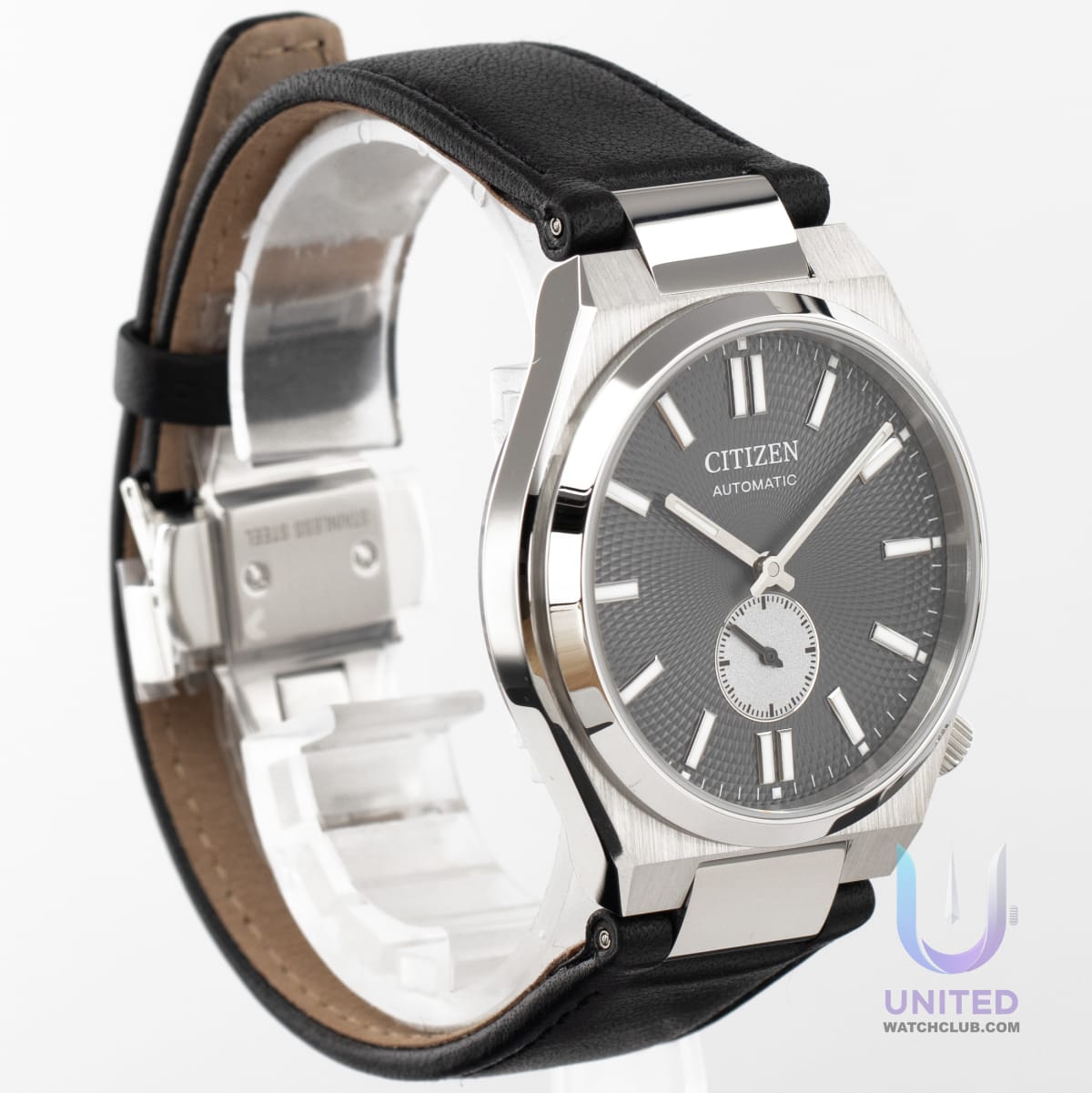 Citizen Tsuyosa automatic men's watch with grey dial and stainless steel case.