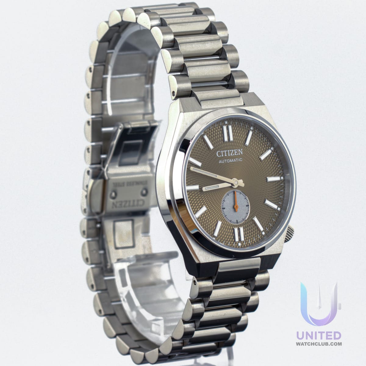 Citizen Tsuyosa men's watch featuring a textured gray dial and silver-tone stainless steel bracelet.