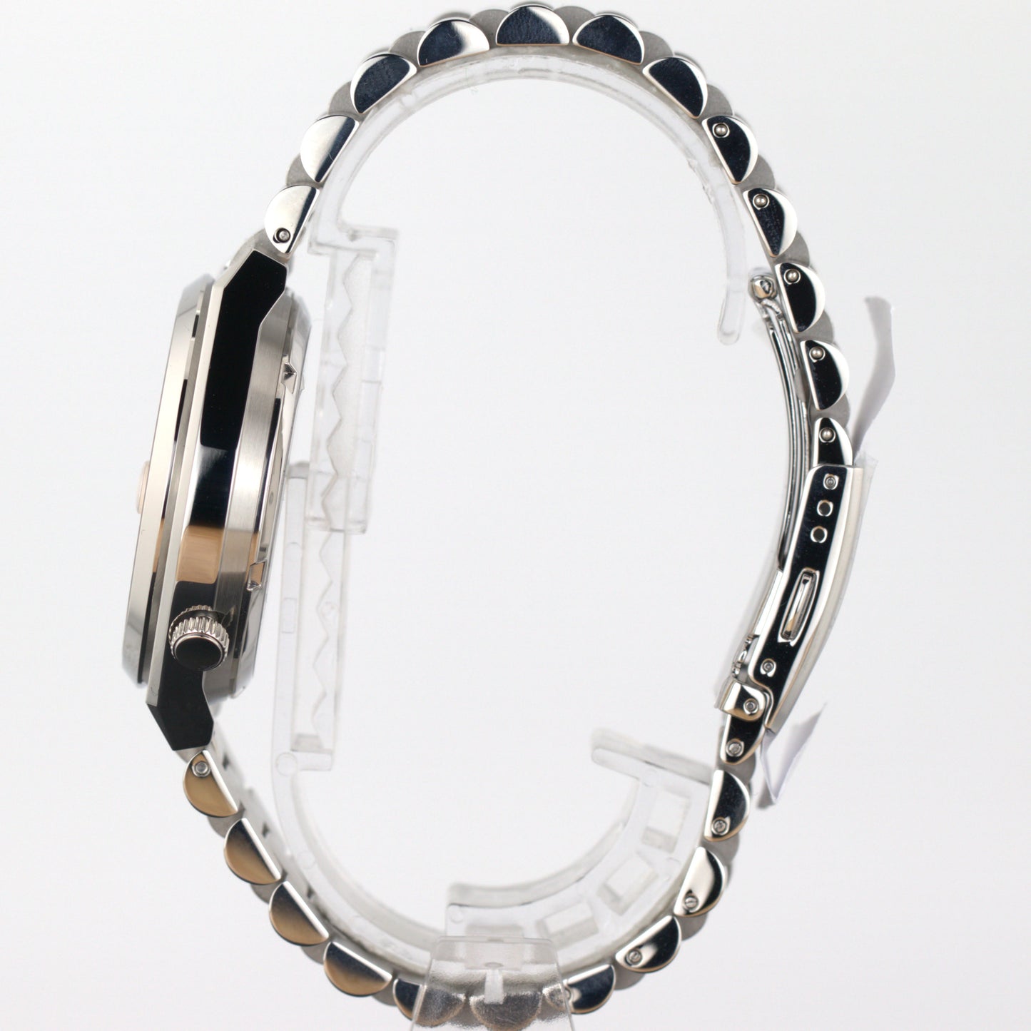 Citizen Tsuyosa automatic men's watch side view showcasing stainless steel case and bracelet details.