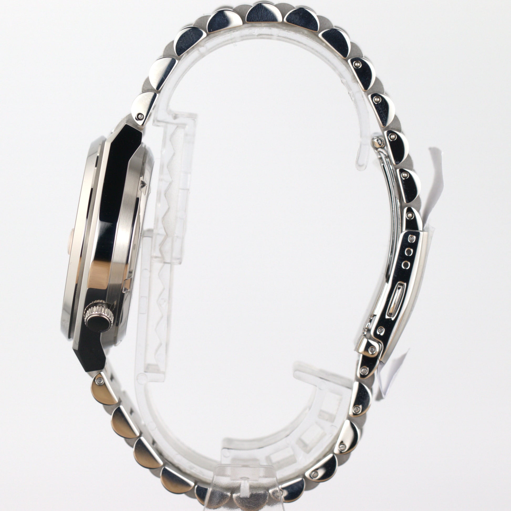 Citizen Tsuyosa automatic men's watch side view showcasing stainless steel case and bracelet details.