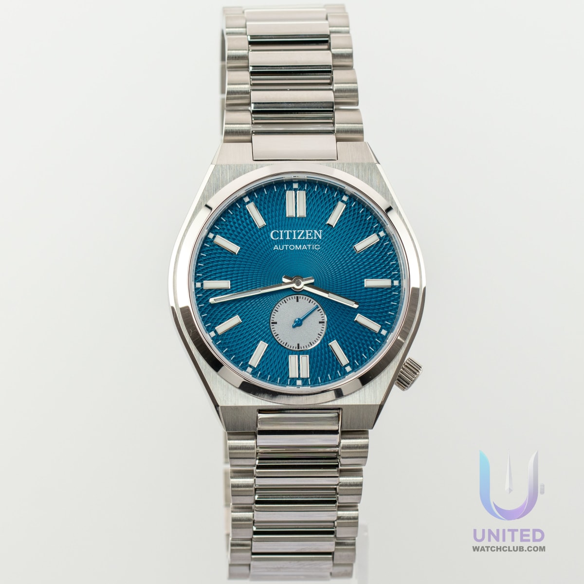 Citizen Tsuyosa automatic watch with blue dial and stainless steel bracelet, 40mm NK5010-51L model.