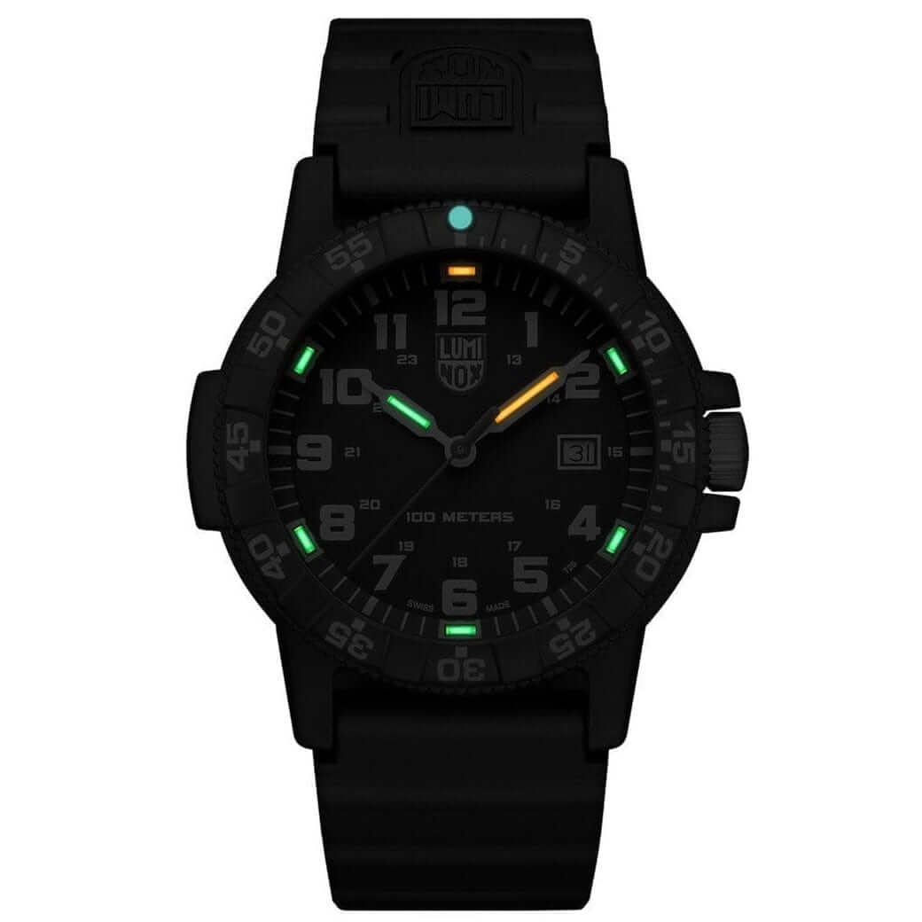 Leatherback SEA Turtle Giant outdoor watch for men with a black dial and luminous indicators