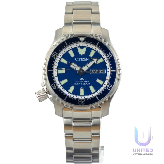 Citizen Promaster Diver's 200m automatic watch with blue dial and stainless steel bracelet.