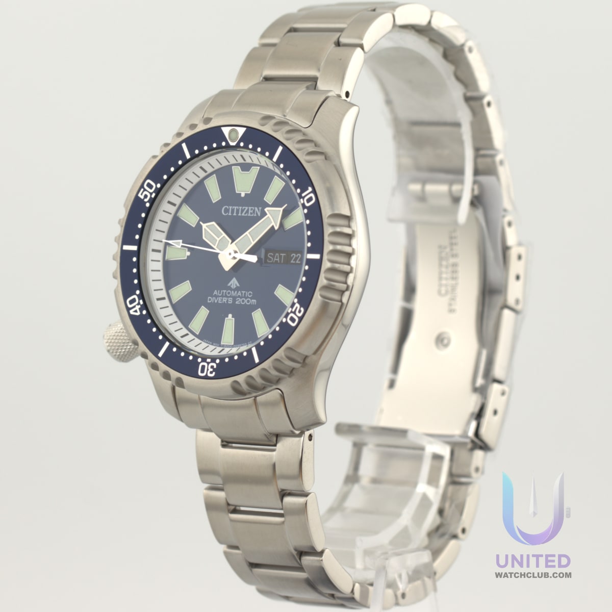 Citizen Promaster Diver's 200m automatic watch with blue dial and stainless steel case.