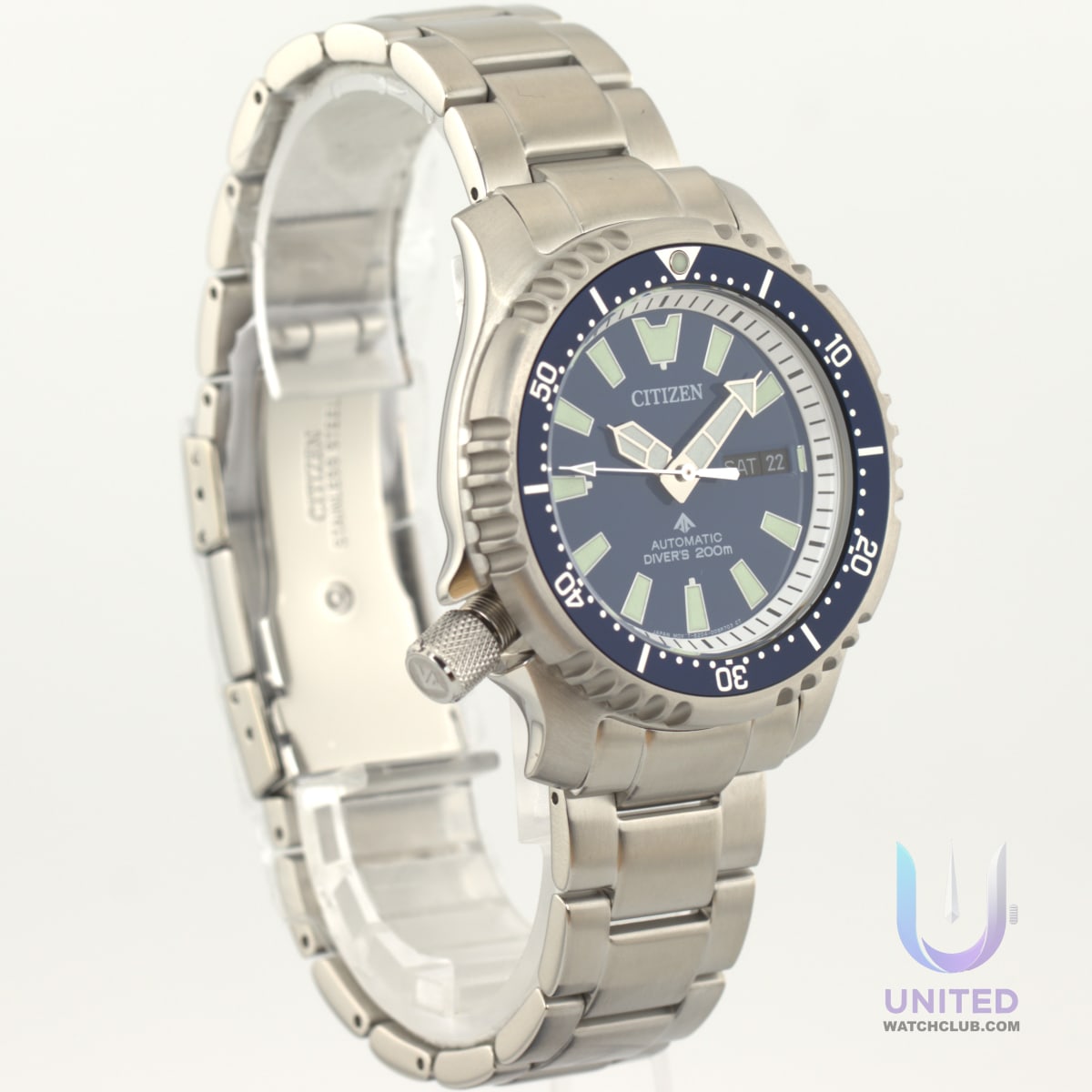 Citizen Promaster Diver's 200m automatic watch with blue dial and stainless steel case.