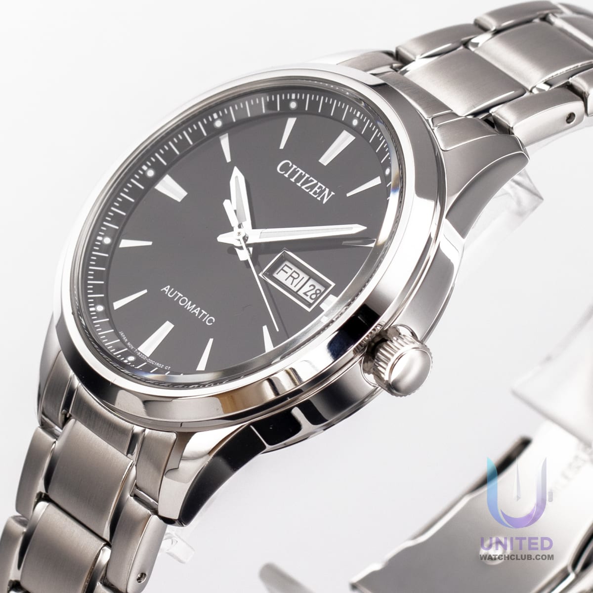 Citizen automatic black dial watch showcasing elegance and precision in design.